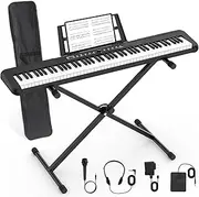 88 Key Piano Keyboard Beginner Electric Digital Piano with Full Size Semi Weighted Keys,Sustain Pedal, Power Supply, Stand, Carrying Case,Headphones