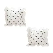 SOGA 2X 45cm Throw Pillow White Ruffled Square Decorative Cushion for Rose Lovers Cozy Home Decor