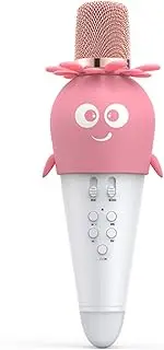 Labymos Karaoke Microphone Portable Handheld Mic with Speaker Noise Reduction LED 7 Color Lights Echo Controls Carrot Shape Weless BT Microphone Bthday Party 1800mAh Battery Home Karaoke Supp