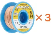 Set of 3 TAIYO Goot Wick CP-20B Desoldering 2.0mm x 30m Bobbin Genuine Japan DHL