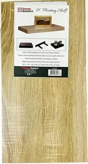 Home Basics 18" X 1.5" Light Brown Floating Shelf Sleek Clean Design Holds 10 Lb