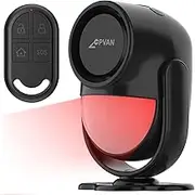 CPVAN Indoor Motion Sensor Alarm with Siren, Wireless Infrared DIY PIR Motion Detector Burglar Alarm System, Battery Operated, 125dB Adjustable, Remote Control for Home/Garage/Van/Shed/Shop. (Black)