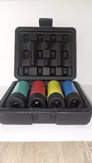 4PCS 1/2" Dr Metric Thin-Wall Impact Lug Nut Socket Set CR-MO Protective Sleeve.