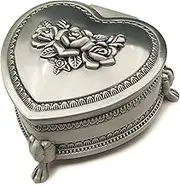 Emboss Alloy Metal Music Box Wind Up and Golden Movement Music Box for Christmas/Birthday/Valentine's Day/Mother's Day (HearShapedMetal1YMSS, You are My Sunshine)