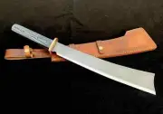 BEAUTIFUL CUSTOM HANDMADE D2 STEEL HUNTING SWORD MACHETE SWORD WITH SHEATH