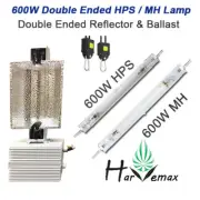 600W Double Ended HPS or MH Grow Light Lamp with DE Fixture Ballast Reflector