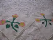 2 Vintage Hand Appliqued Flower Pattern Quilt Blocks