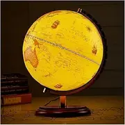 Globe Classic Retro 12.5" Rotating World Globe with Wooden Base and LED Lighting for Home Decor(32cm Light)