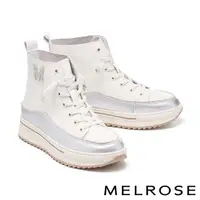 在飛比找momo購物網優惠-【MELROSE】美樂斯 潮感M字晶鑽金屬牛皮高筒厚底休閒鞋