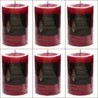 6x Scented Pillar Candle Dark Red Candles Red Rose Candle 5x8cm Bulk