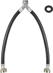 Dreyoo Rubber Washing Machine Y Hose, 3/4 Inch Brass Fittings, 1 ft (12 Inch) Length Hot and Cold Water Supply Y Mixer Hose Connector for Washing Machines Outdoor Garden Faucets(1 Pcs)