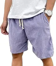 [JEShifangjiusu] Mens Breathable Relaxed Fit Corduroy Shorts Lightweight Summer Beach Shorts Outdoor Relax Walking Short