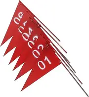 FOYTOKI Strong Iron Marker Flags 6 Pack of Grass Sprinkler Flags Triangular Lawn Flags Poles for Yard and Garden