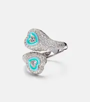 [Kamyen] Kamyen Gemini Heart 18kt white gold pinky ring with diamonds I silver