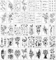 40 Sheets Flowers Butterfly Sketch Line Waterproof Temporary Tattoo Stickers Semi-Permanent Small Pattern