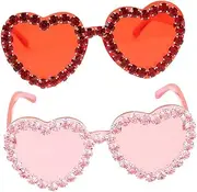[VALICLUD] 2 Pairs Heart Sunglasses Fashion Glasses for Women Heart Shape for Outdoor Party