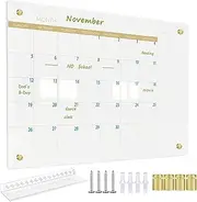 TORASO Glass Dry Erase White Board Monthly Calendar Board, Glass WhiteBoard for Wall, 11.8"x15.7", Planner Board for Home, Office, Schoo（ Monthly-WH-3040