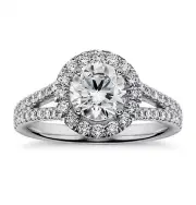1.80 CT Halo Brilliant Cut Diamond Engagement Ring Platinum Split Shank G SI1