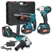 Doersupp 588VF Lithium Power Tools Brushless 3-Piece Set Light Hammer+125mm Angle Grinder+Electric Wrench