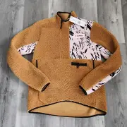 Adidas Women's TERREX Sherpa Half Zip Mesa Fleece Brown Pink Size Small New NWT
