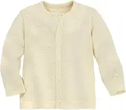 [Disana] Honeycomb Knit Jacket Children's Summer Jacket 100% Organic Merino Wool Spring Summer Autumn Button Placket Baby Toddler Child Unisex Made in Germany GOTS IVN Certified, Natural, 86-92