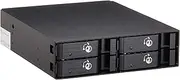 Silverstone SST-FS204B - Aluminium Trayless Hot Swap Mobile Rack Backplane/Internal Hard Drive Enclosure for 4X 2.5 Inch SAS/SATA HDD or SSD, fit in Any 5.25 Inch Drive Bay, with Fan and Lock, Black