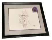 RARE Disney Maleficent Framed Drawing WITH PIN and Signed By Artist HTF