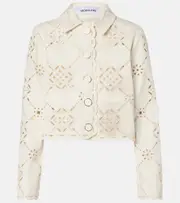 [Veronica Beard] Veronica Beard Adelaide laser-cut cropped cotton jacket AU 14 white