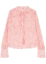 Free People Stars Align Printed Chiffon Blouse - Pink - L (UK16-UK18 / L) L (UK16-UK18 / L)