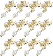 HONMEET 12Pcs Artificial Nail Pearl Pendant DIY Nail Art Decorations for Creative Design Unique Gems for Professional Personal Use for Festivals Parties