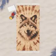 Luxury Beach Throw Red Wolf Boho Chic Tasseled Boulder Cloth Sepia Conservation