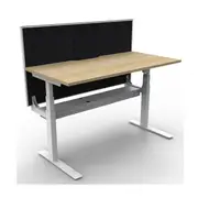 Adjustable Single Workstation With Screen Nat Oak And White 1500Mm