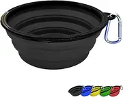 Zenify Dog Bowl - Extra Large Collapsible Foldable Food and Water Feeder Dish - Portable Travel Training for Pets Puppy Dogs (7 inches / 17.8 cm) (Black XL)