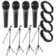 4 Peavey PV7 ND Magnet Dynamic Microphone with XLR to XLR Cable + 4 Microphone S