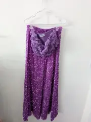 $70 NWT Size XL Noyiva TOP & PANTS Flower Sequin Flare Disco Jumpsuit Purple Lil