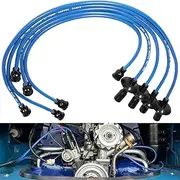 9407 Blue Silicone Ignition Plug Wires Spark Plug Wire Set, Copper Core 7mm, for VW Type 1 Bug, Beetle, Karmann GHIA, Type II (Bus), Thing, 00-9407-0
