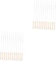 TOYANDONA 2sets Stainless Steel BBQ Skewers with Handles Durable Meat and Marshmallow Roasting Sticks for Family Gatherings and Outdoor Barbecues 12pcs*2
