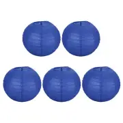 5 Pcs 8" Paper Lanterns Round Hanging Chinese/Japanese Lantern Decor Dark Blue