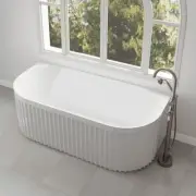 1700mm Eleanor Gloss White Fluted Back-to-Wall Acrylic Bath