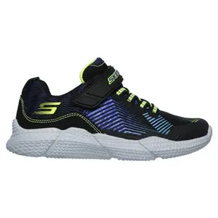 Skechers 鞋子專門為 98111-BBLM 的男孩時尚, 藍色, 黃色和黑色接縫, 柔軟的鞋底, 魔術貼皮帶,