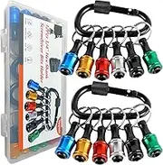 12Pcs 1/4 inch Hex Shank Aluminum Alloy Screwdriver Bits Holder Extension Bar Drill Screw Adapter Change Keychain Portable for Screwdriver & Drill Bits & Flexible Drill Bit Extension Set & Nut Driver