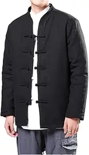 [Generic] Chinese Style Traditional Coat for Men, Casual Retro Tang Suit Kung Fu Coat, Men's Warm Cotton Jacket