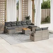 Garden Sofa Set Grey Modular Outdoor Furniture Cushions Comfortable Durable