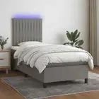 Box Spring Bed with Mattress LED Dark Grey 106x203cm King Single Size Fabric