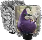 XYMZR Eggplant Funny Tree Absorbent Microfiber Car Wash Mitt, Funny Cute Anime Scratch Free for Cars Cleaning, Home Cleaning Mitts, 2 Pack, 10.24” L x 7.09” W