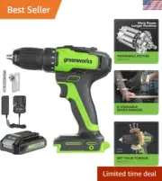 Lightweight 24V Cordless Drill Kit - 310 in-lbs Torque & 8 Drill Bits Included
