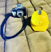 Construction Hard Hat Yellow Bottle Opener Key Chain w/light & mini toy camera