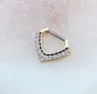 Gold and Black Crystal Septum Daith Clicker. 16G. 8mm.