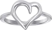 [JewelryWeb] 925 Sterling Silver Womens Heart Love Ring 11.6x1.5mm Wide Statement-Ring for Women