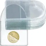 Fainne 50 Pcs Single Pocket Coin Sleeves Collector Individual Clear Plastic Sleeves Holder Small Plastic Coin Holder Pouch Single Protector for Jewelry Storage, clear, 2.4 Inches, Round